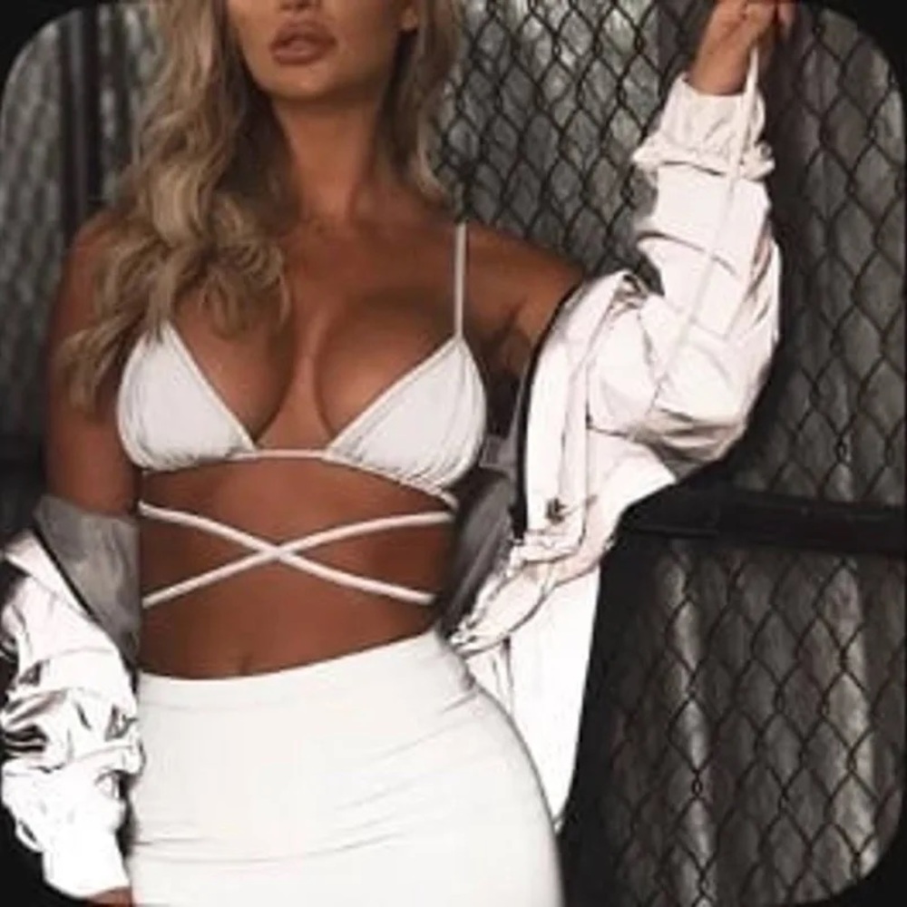 Fashion Nova Gray Two-Piece Reflective Skirt Set (S)
